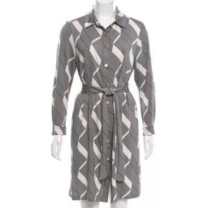 Diane Von Furstenberg Makis Silk Shirt Dress - Black & White, 8
